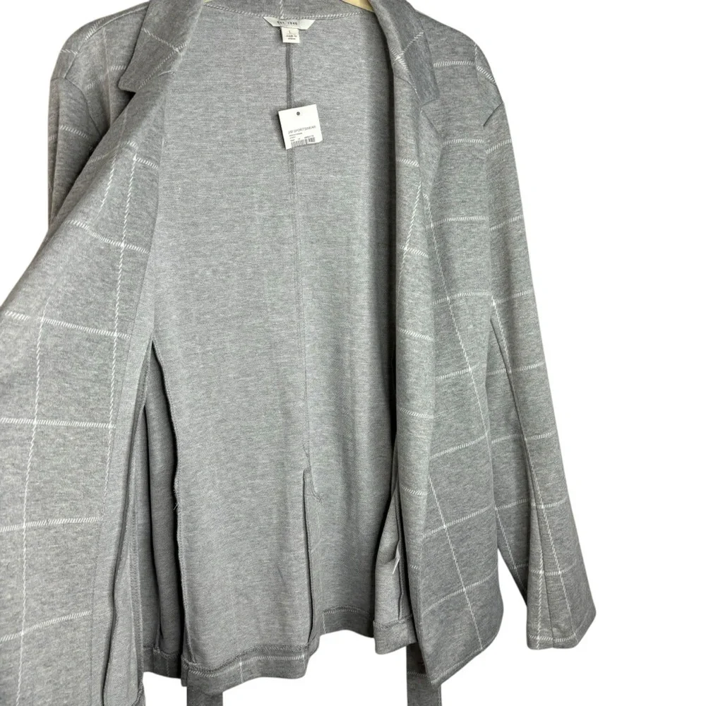 New C Est 1946 Womens Grey / White Window Pane Light Weight Jacket Size Large